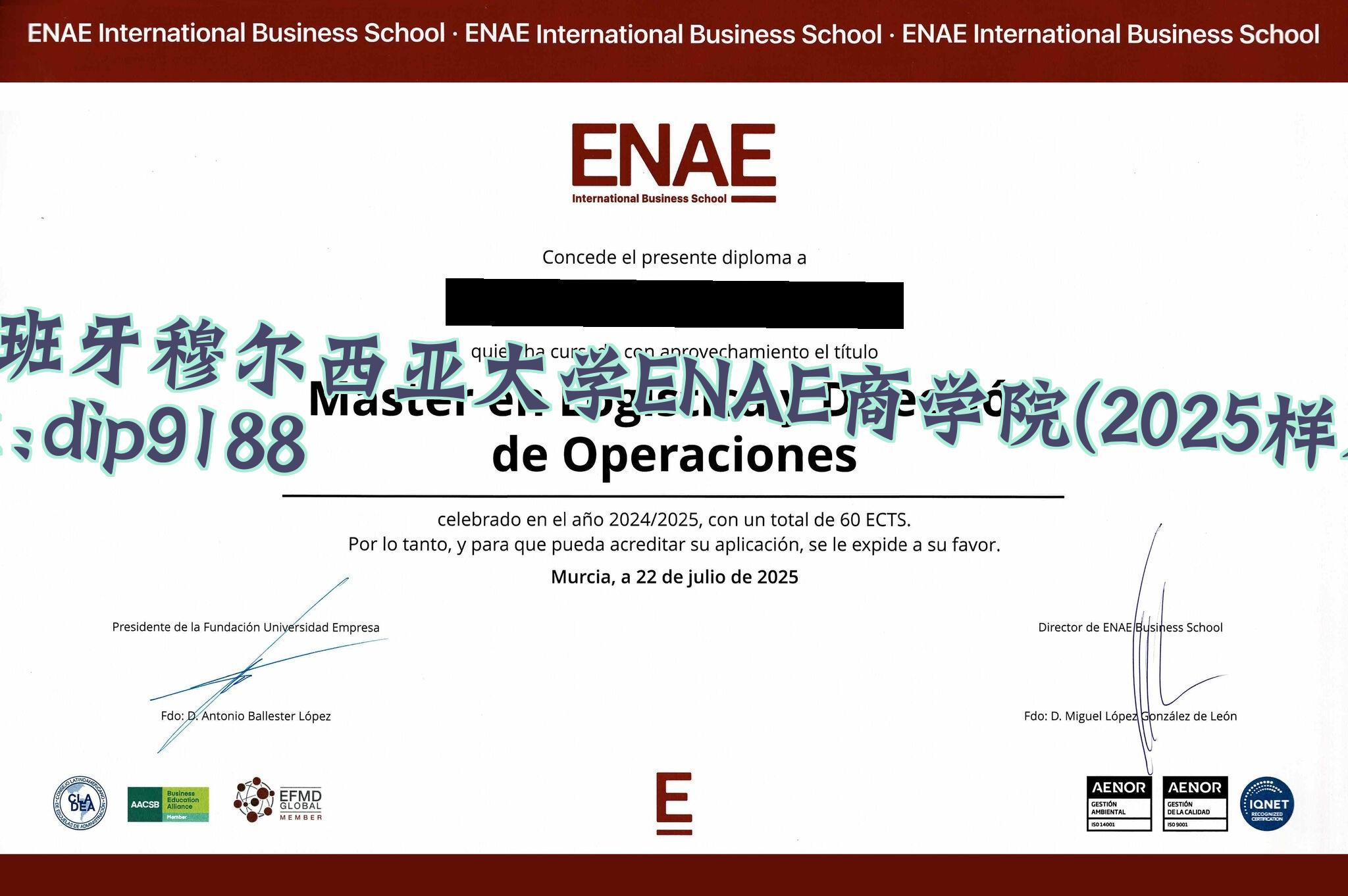 西班牙穆尔西亚大学ENAE商学院学历2025毕业证样本图