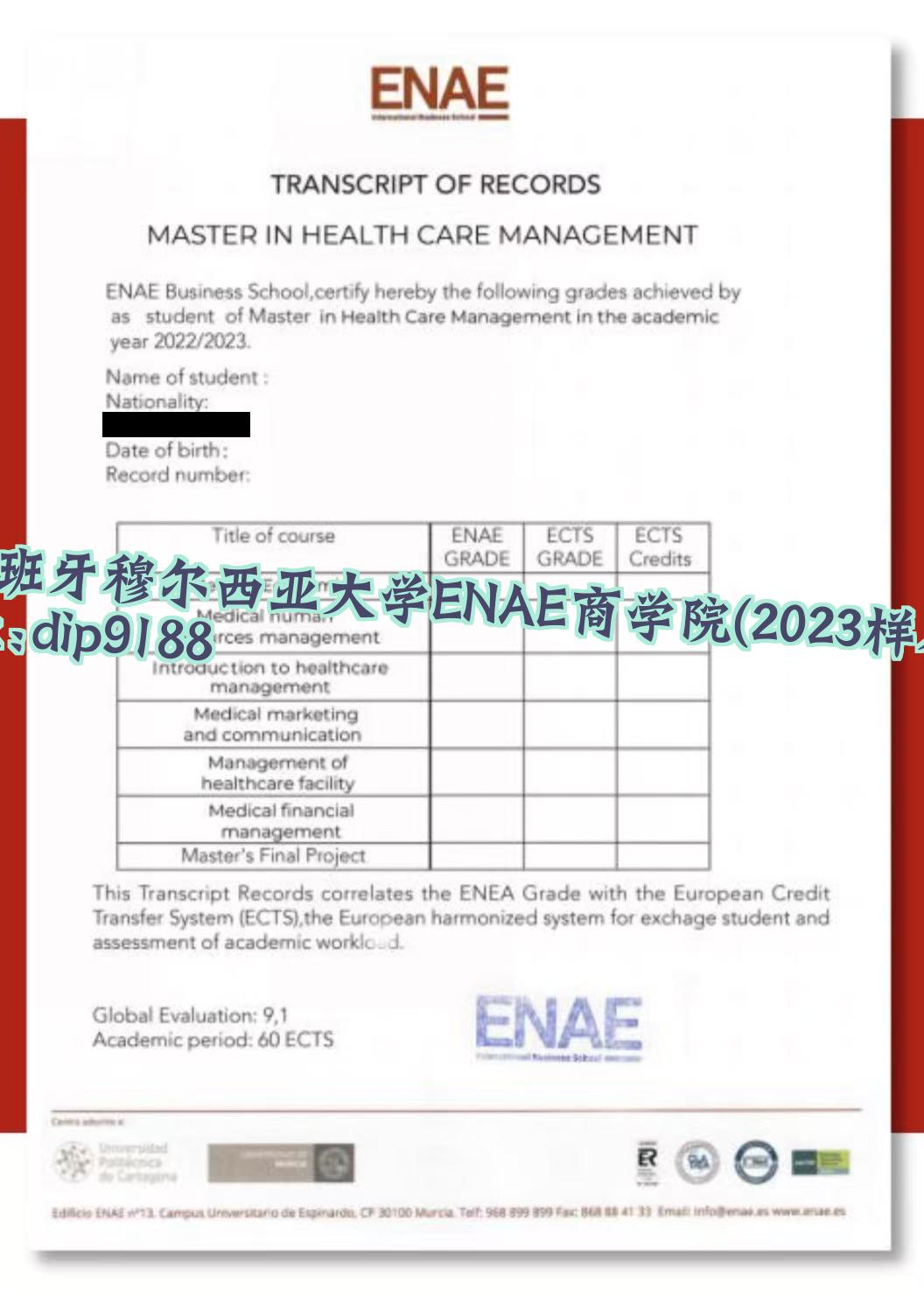 西班牙穆尔西亚大学ENAE商学院学历2023毕业证样本图