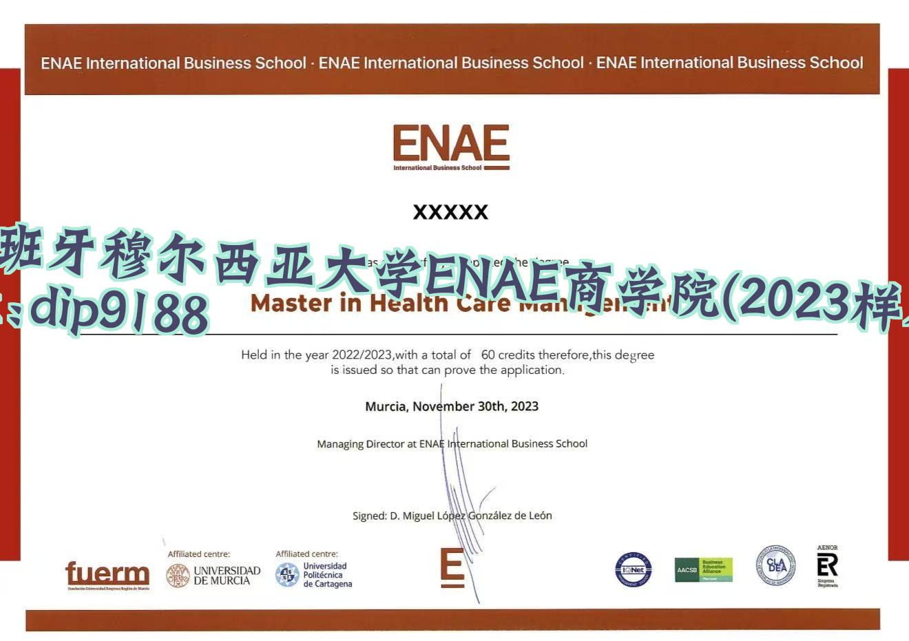西班牙穆尔西亚大学ENAE商学院学历2023毕业证样本图