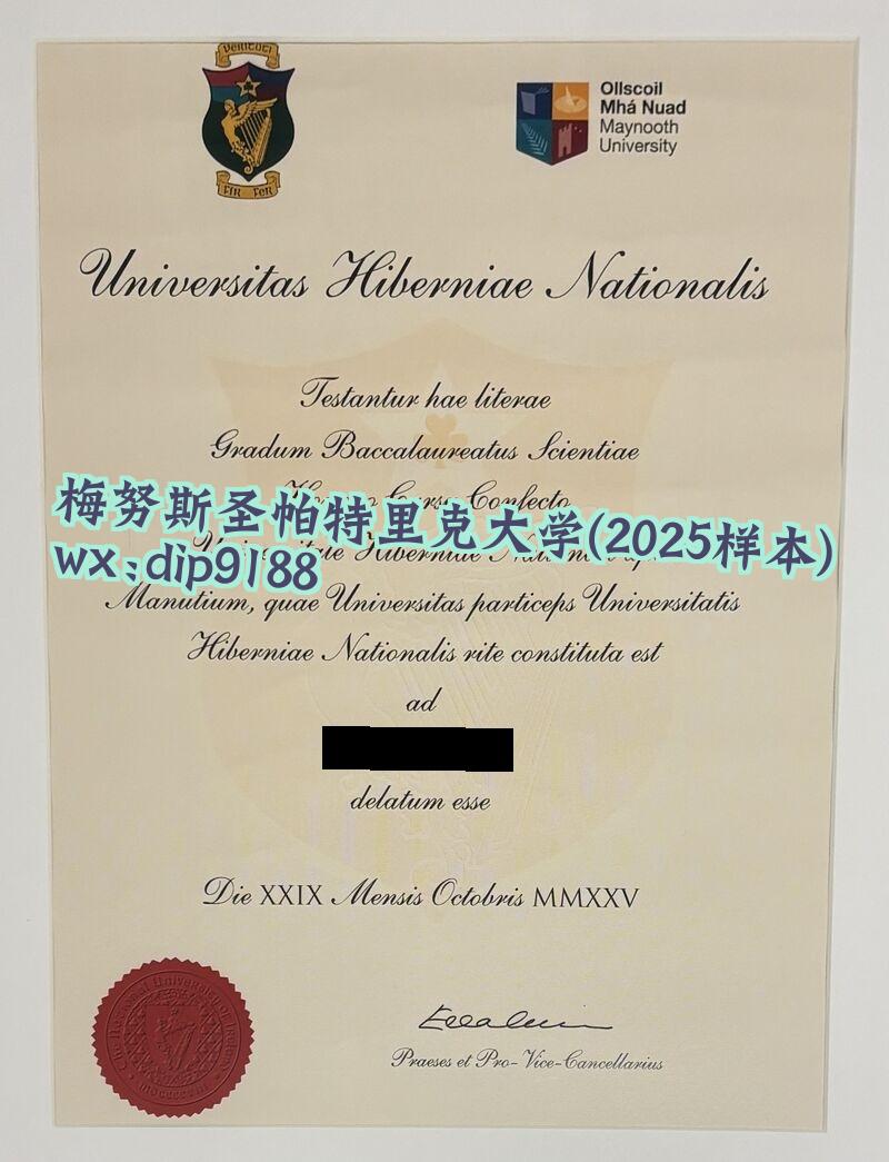 梅努斯圣帕特里克大学学历2025毕业证样本图