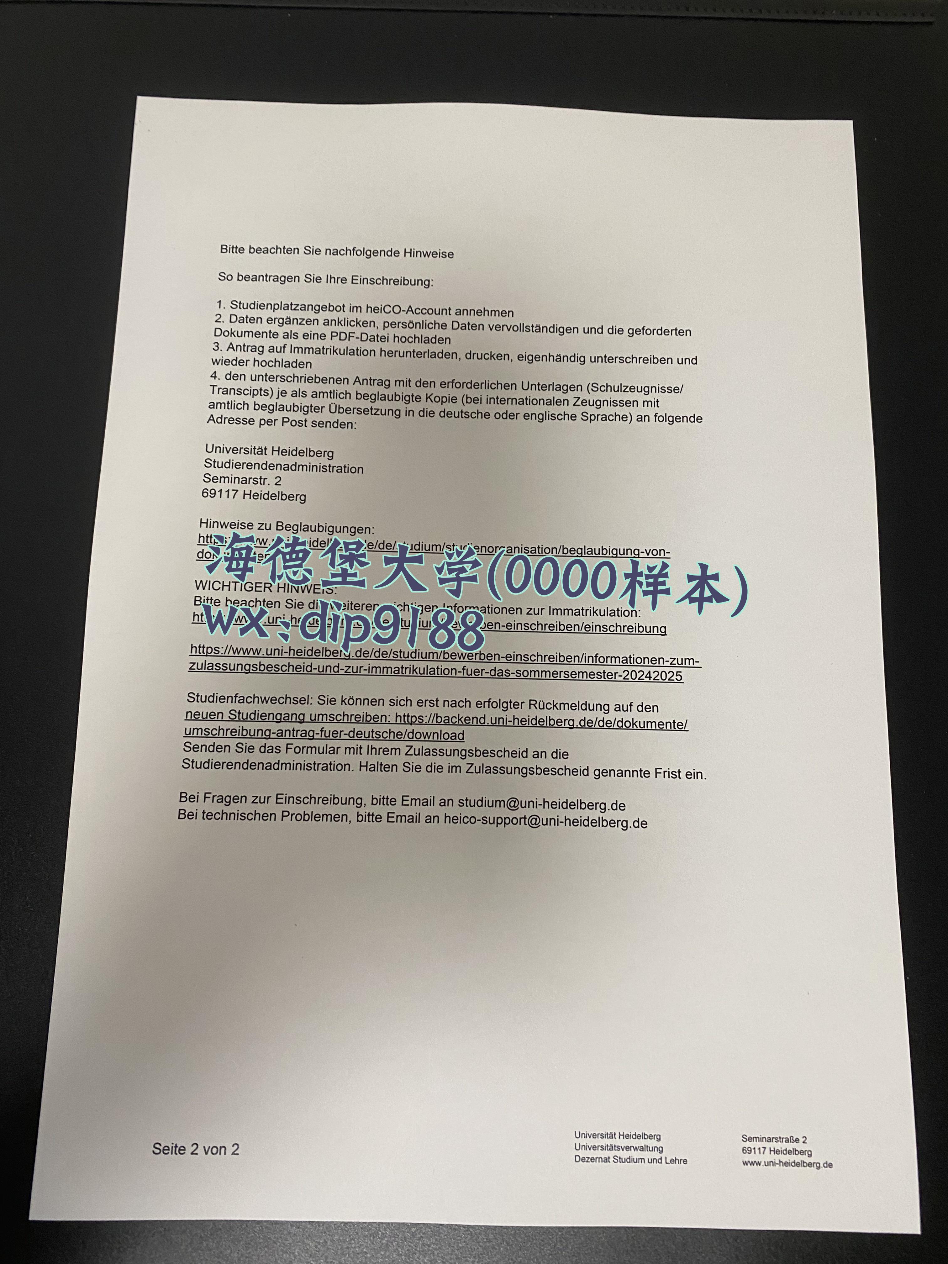 海德堡大学学历0000毕业证样本图
