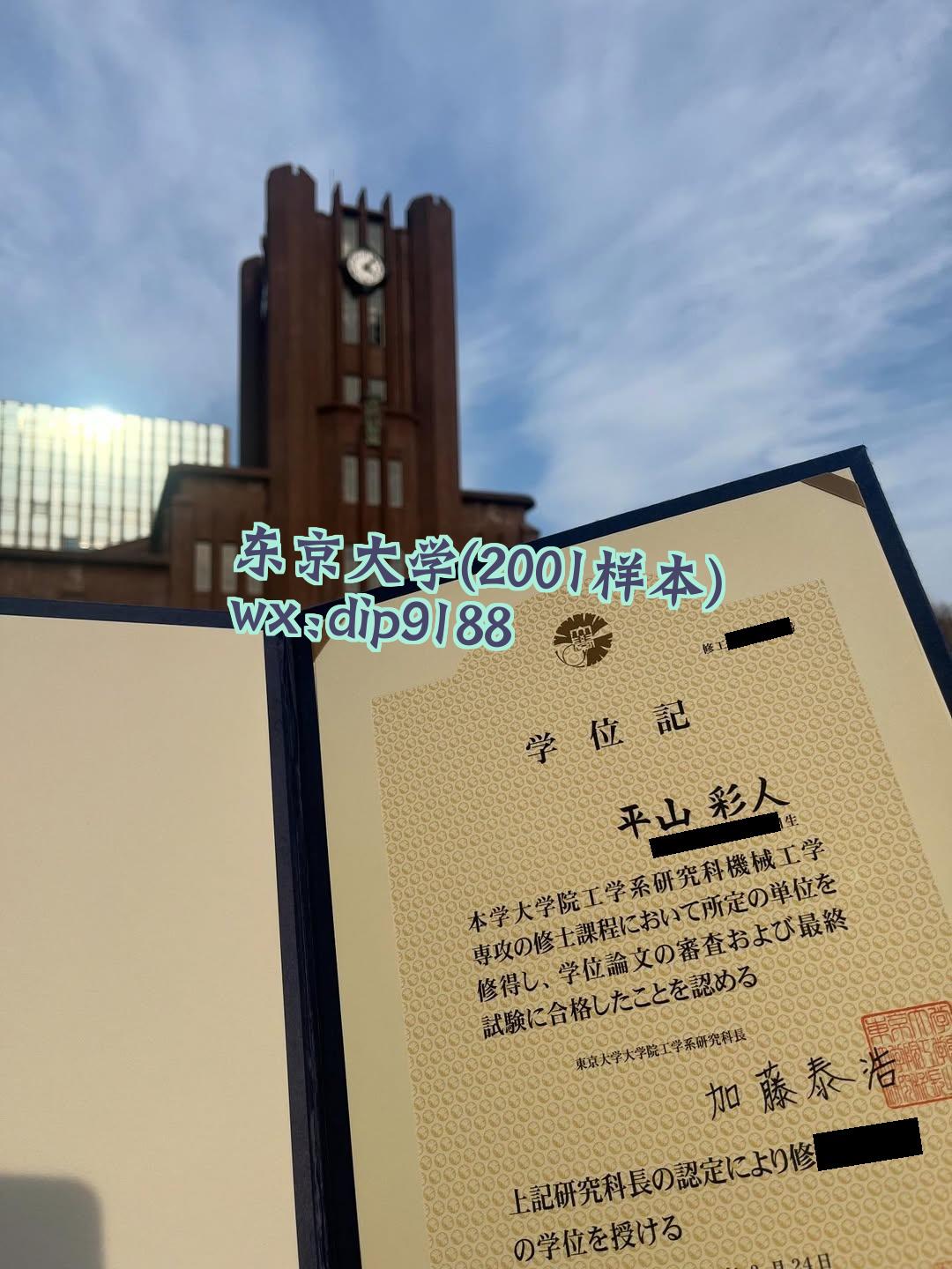东京大学学历2001毕业证样本图片