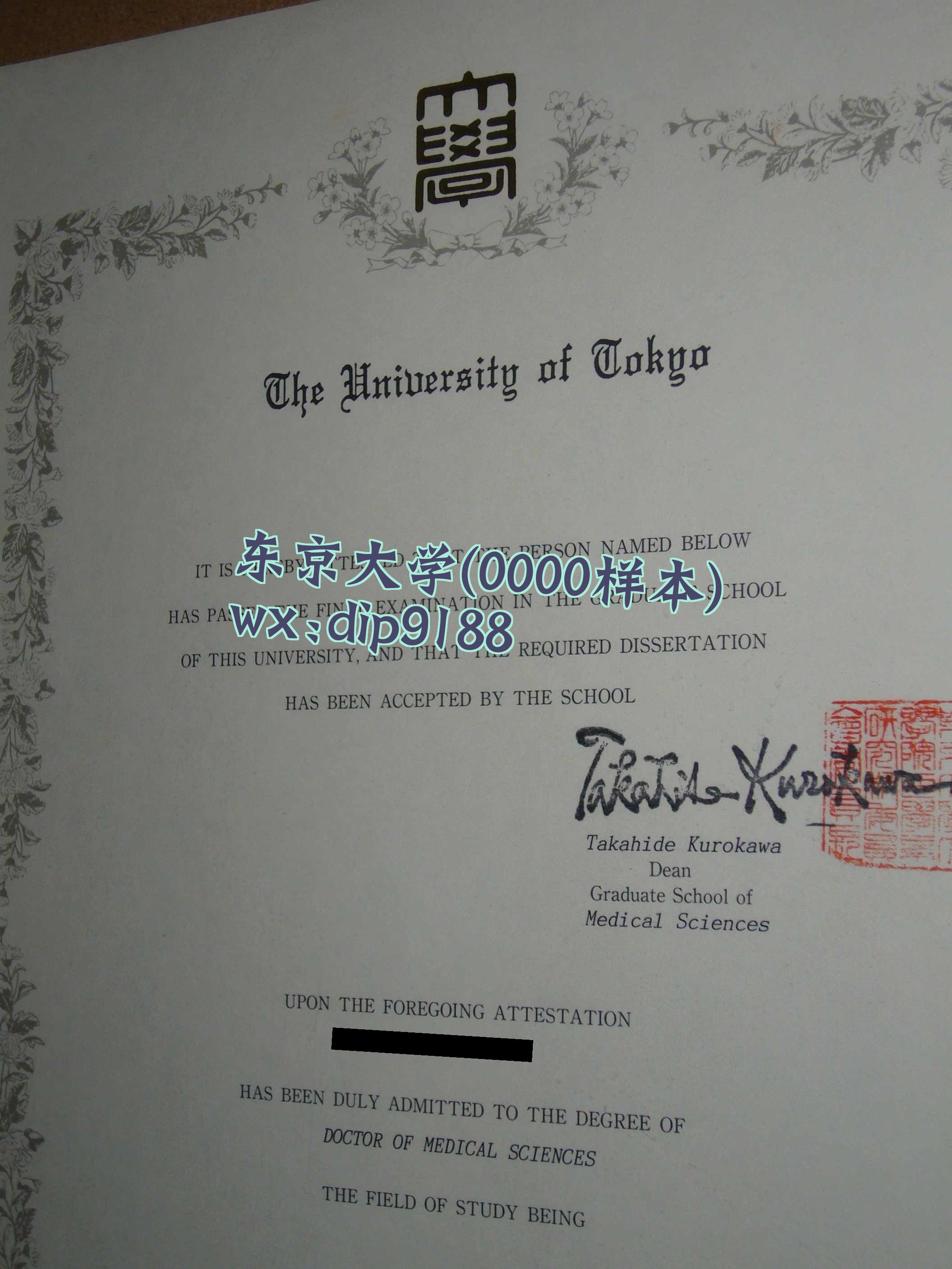 东京大学学历0000毕业证样本图片