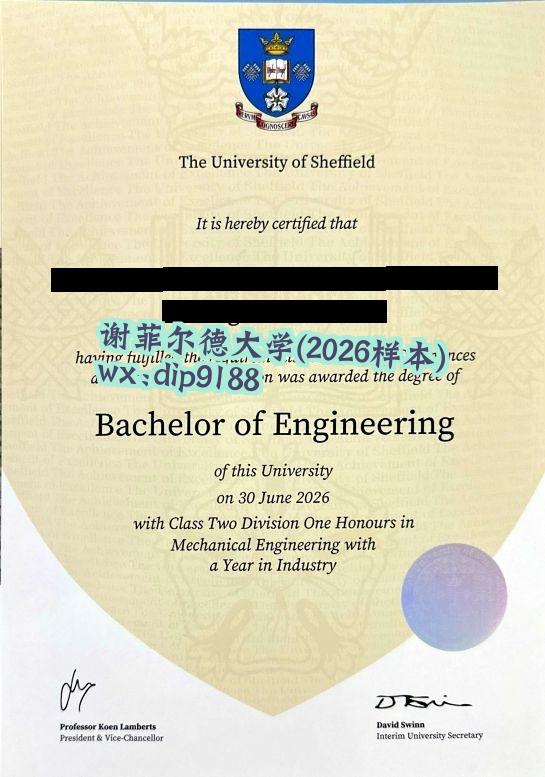 谢菲尔德大学学历2026毕业证样本图片