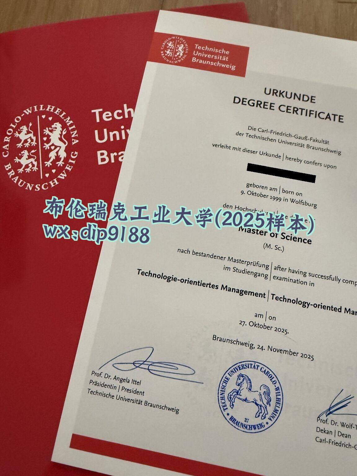 布伦瑞克工业大学学历2025毕业证样本图