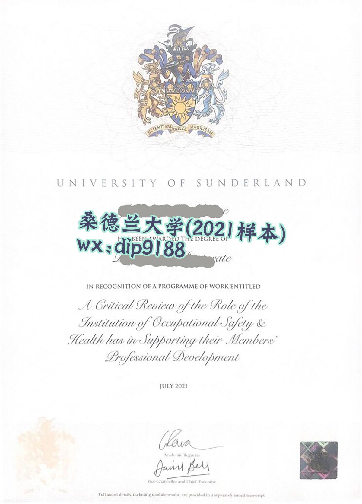 桑德兰大学学历2021毕业证样本图