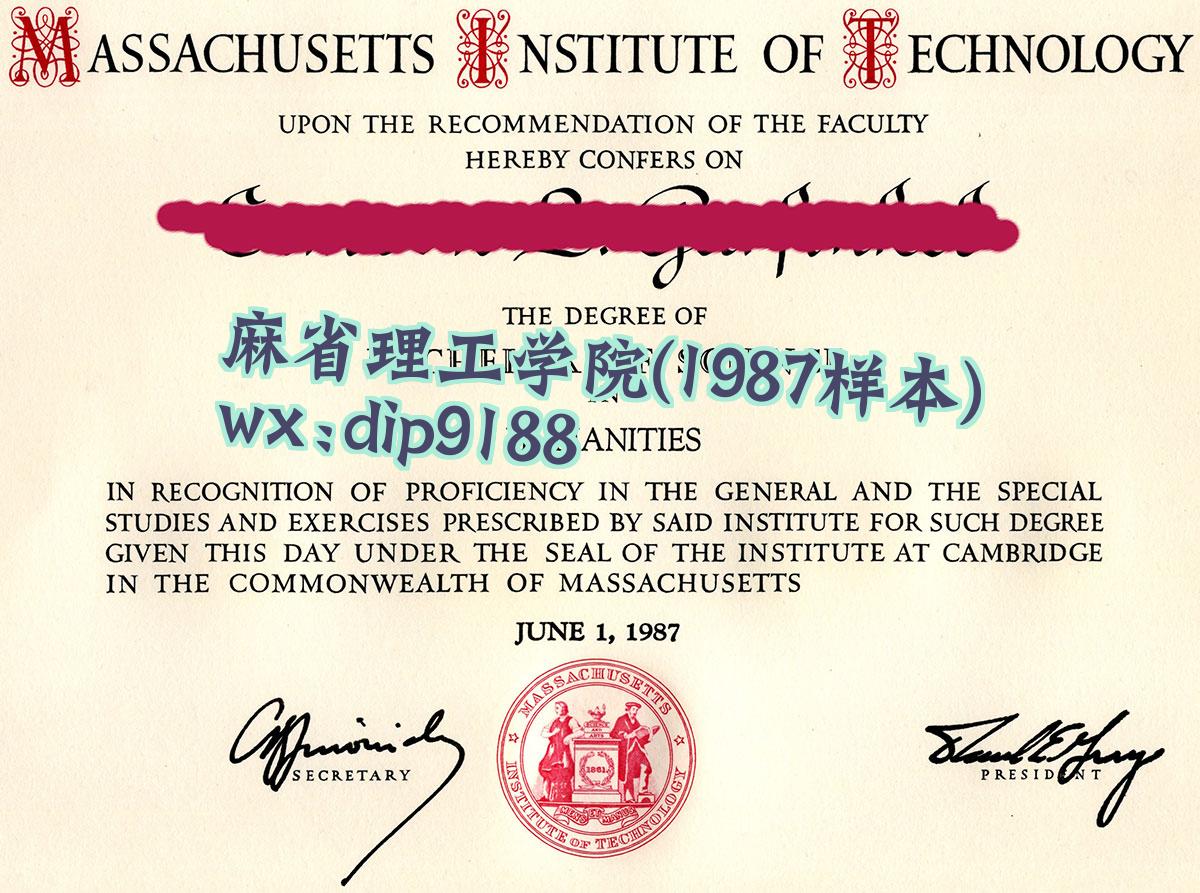 麻省理工学院学历1987毕业证样本图