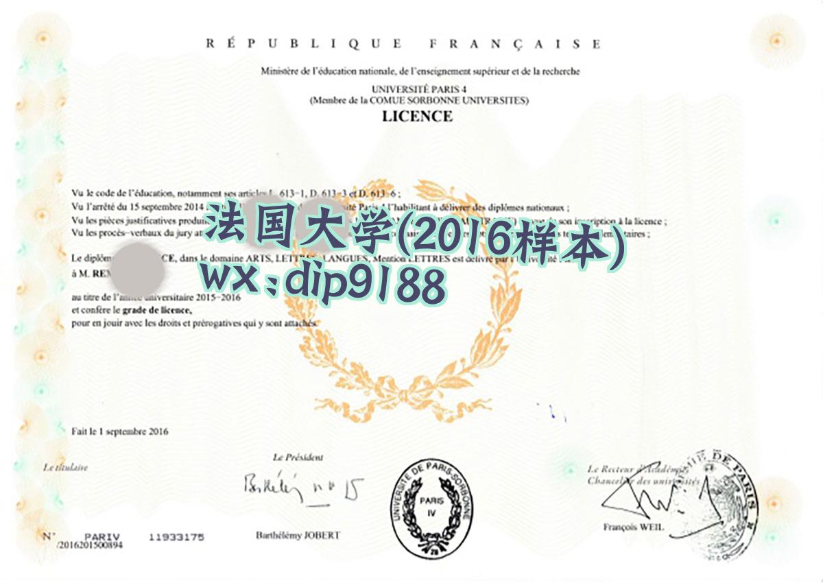 法国大学学历2016毕业证样本图