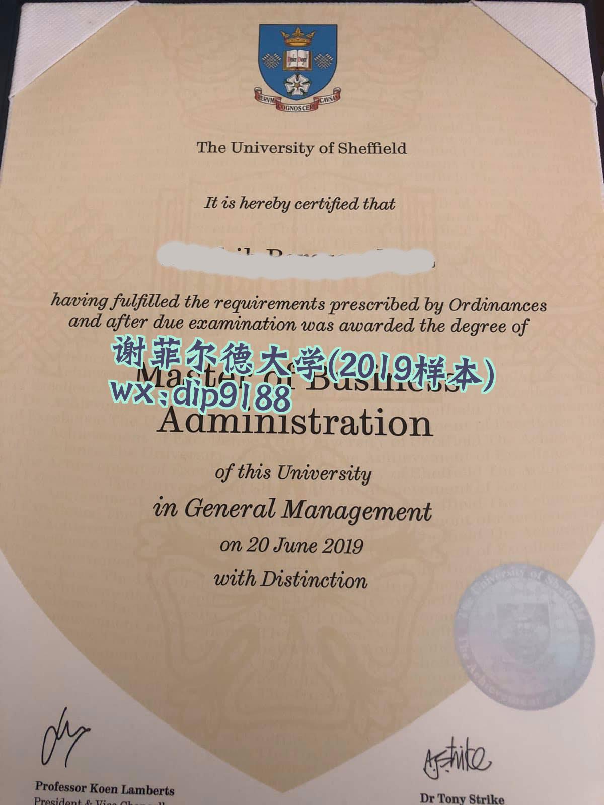 谢菲尔德大学学历2019毕业证样本图