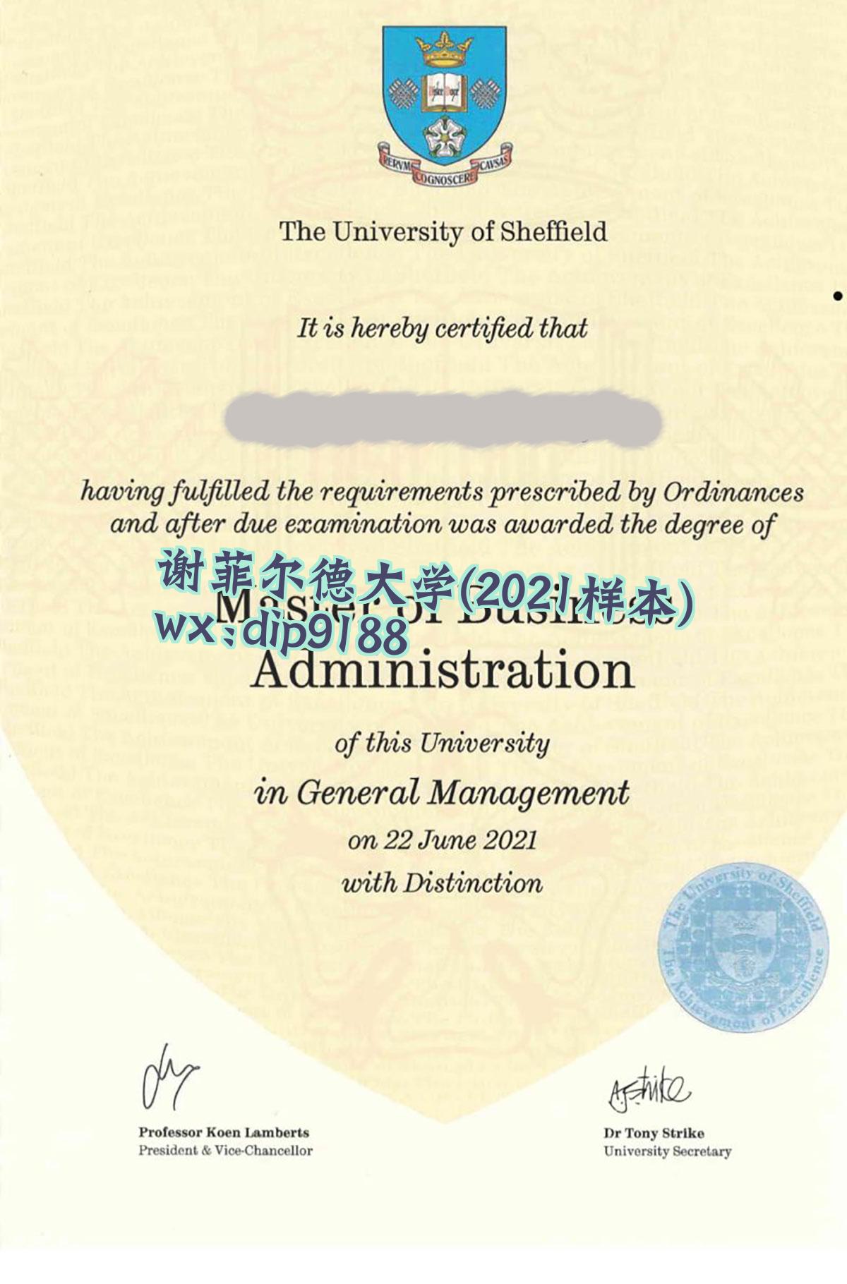 谢菲尔德大学学历2021毕业证样本图