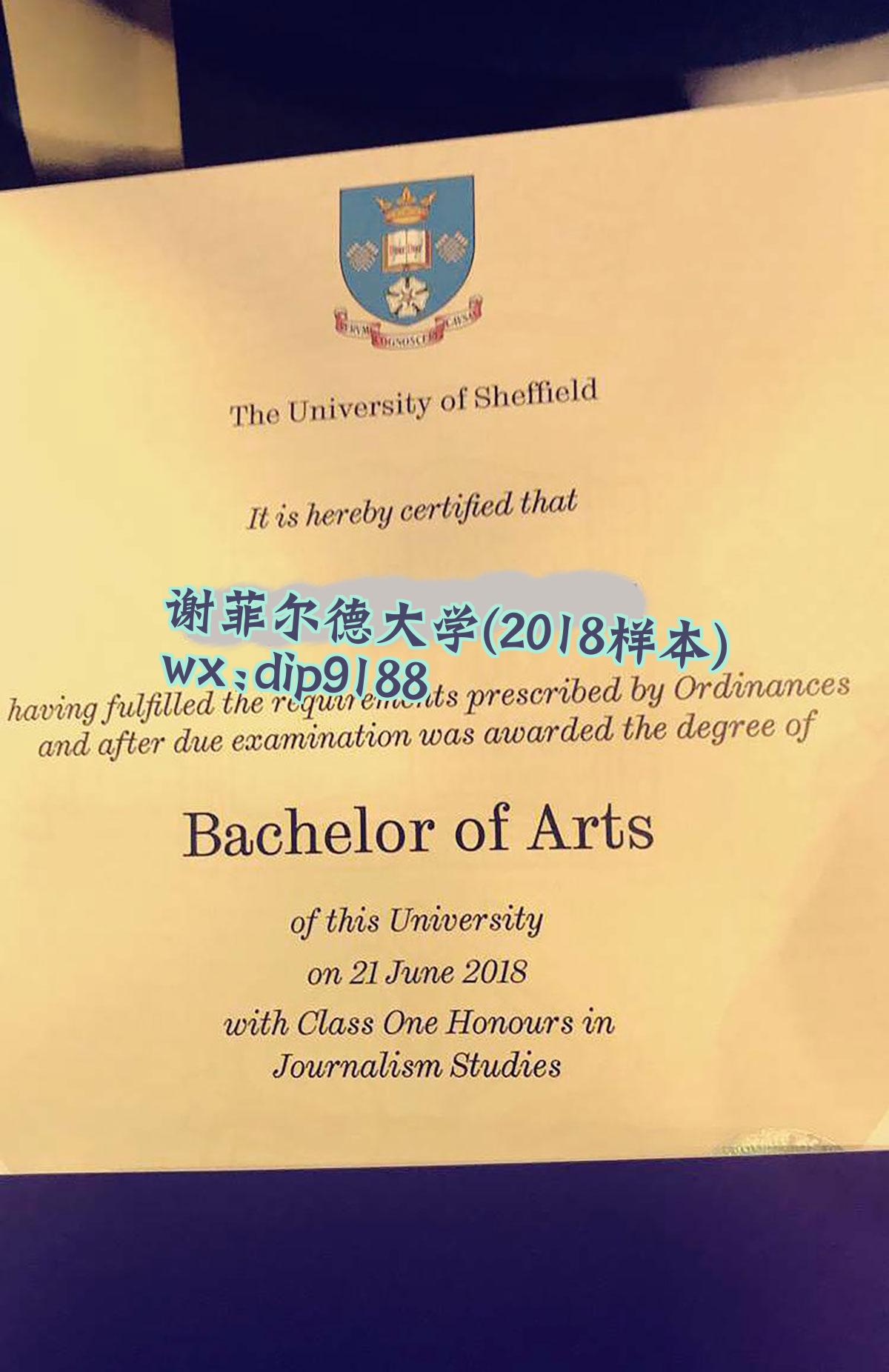 谢菲尔德大学学历2018毕业证样本图