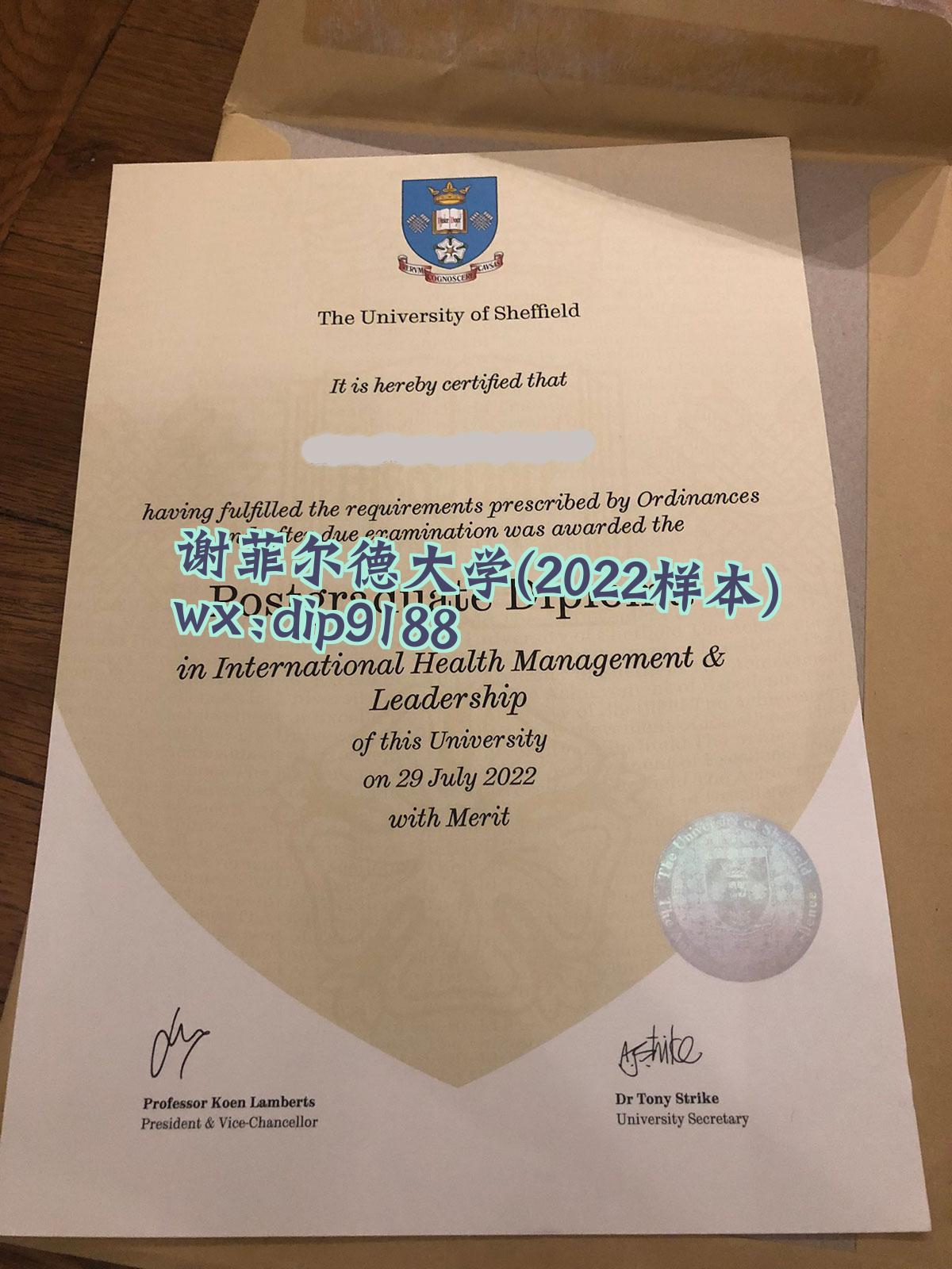 谢菲尔德大学学历2022毕业证样本图
