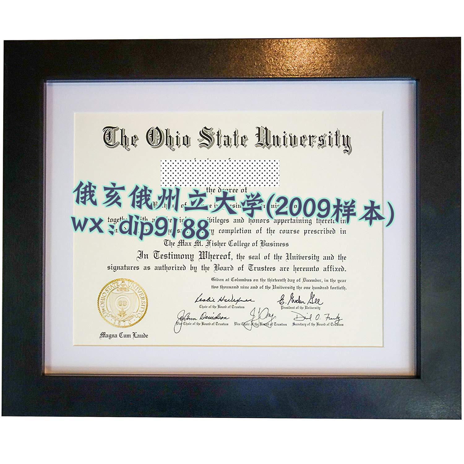 俄亥俄州立大学学历2009毕业证样本图