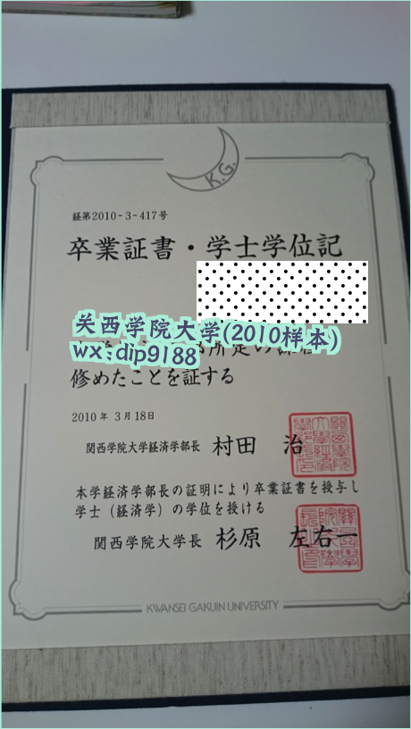 关西学院大学学历2010毕业证样本图