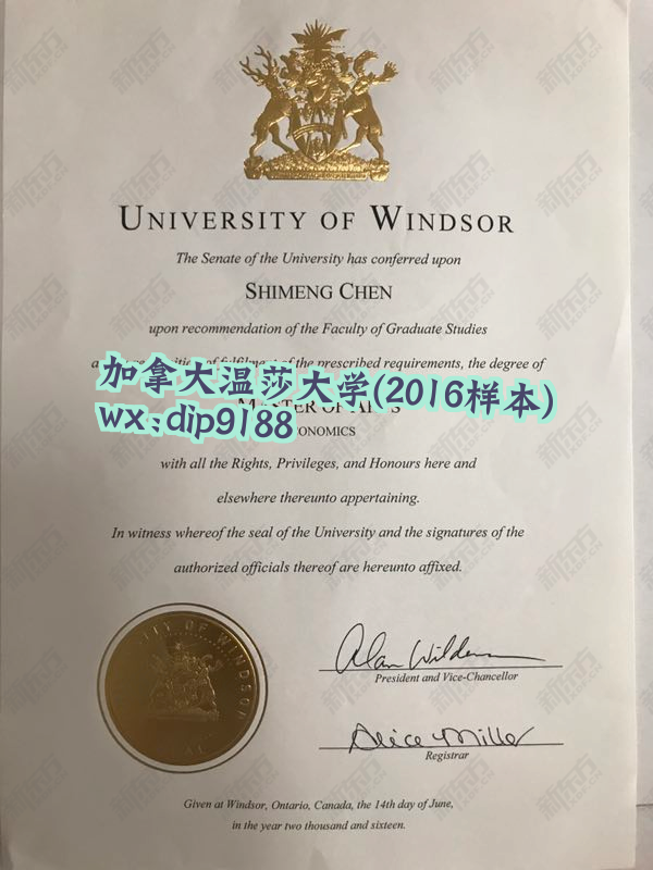加拿大温莎大学学历2016毕业证样本图