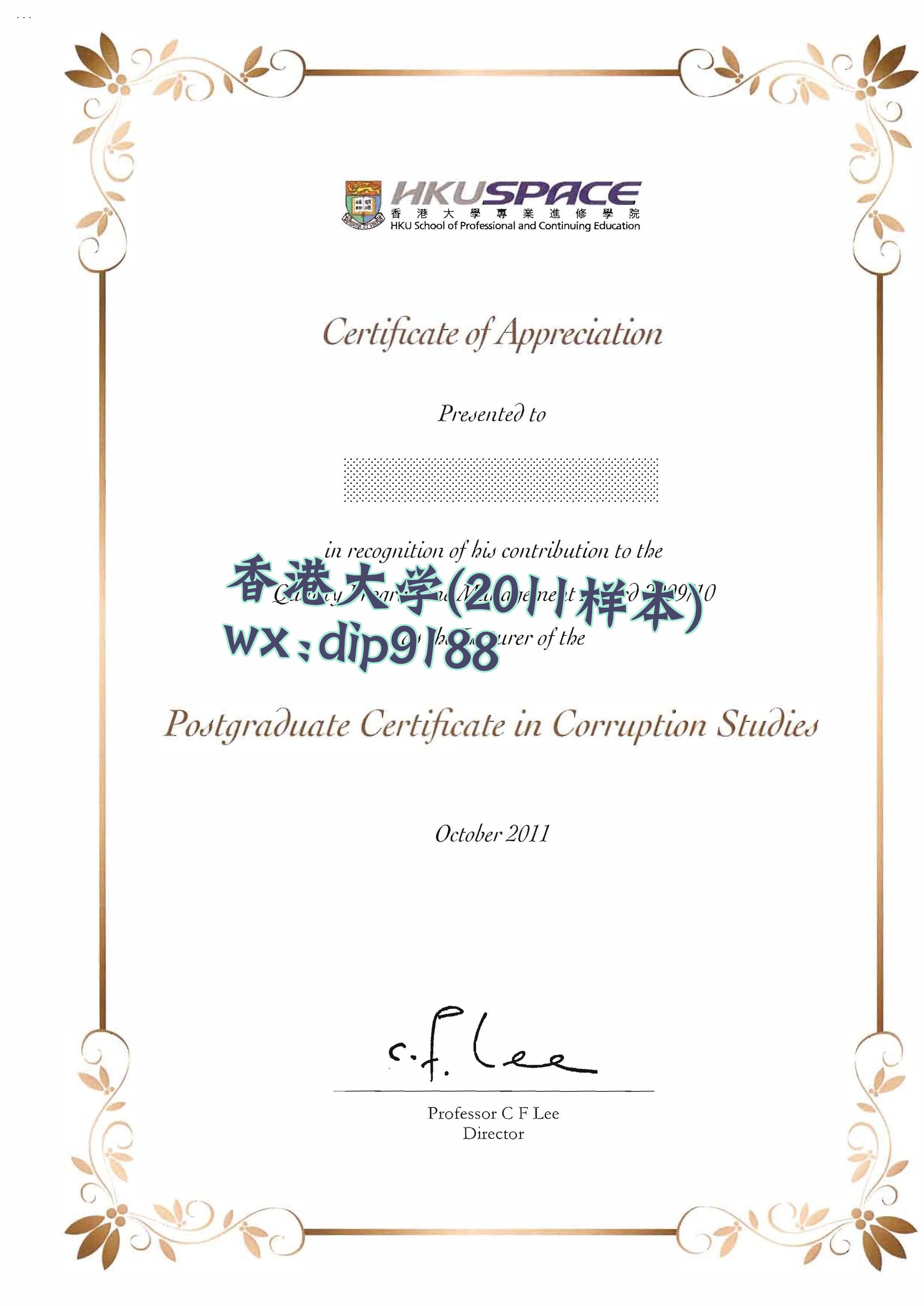 香港大学学历2011毕业证样本图